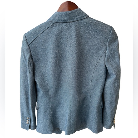 White House Black Market Blue Tweed Nautical Lined Blazer Size 2 - Picture 6 of 16